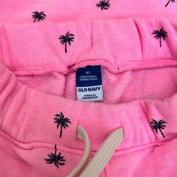 Old Navy Pink Palm Tree Hoodie & Shorts Set – Size 4T/5T - Picture 9 of 10